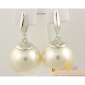 Серебряные серьги 925 проба. Женские серьги с жемчугом, Глобус. 2120